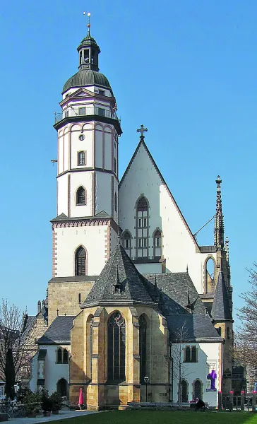 Thomaskerk Leipzig waarin gedenksteen J.S. Bach